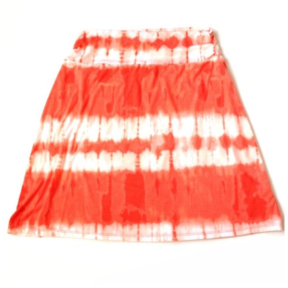 Faded Glory Orange & White Tie Dye Skirt